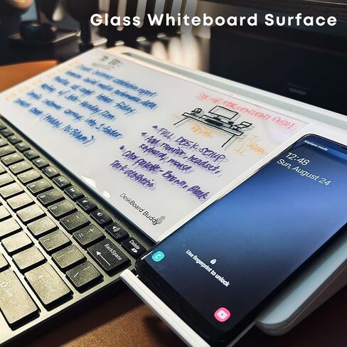 DeskBoard Buddy Desktop Whiteboard with Calculator + 2 Markers - White Desk Dry Erase Easel Board Pad for Computer Table Top - Small Size, Portable, Glass Tabletop Notepad Bord with Mini Marker Stand in Saudi Arabia