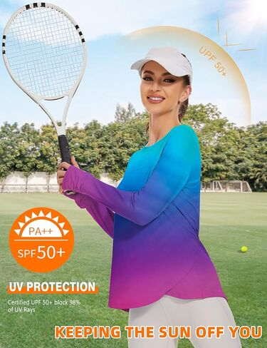 Blingfit Women's Workout Tops Long Sleeve Running Hiking Athletic Gym Shirts Lightweight UPF50+ UV Rash Guard Sun Protection in Kuwait