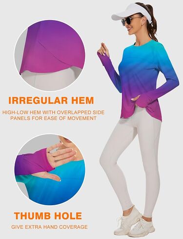 Blingfit Women's Workout Tops Long Sleeve Running Hiking Athletic Gym Shirts Lightweight UPF50+ UV Rash Guard Sun Protection in Kuwait