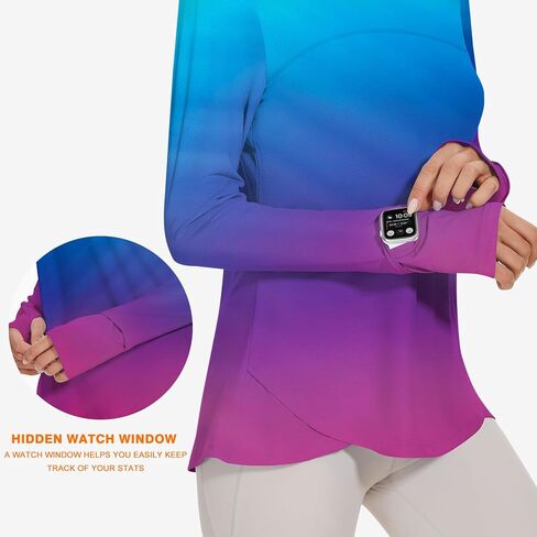 Blingfit Women's Workout Tops Long Sleeve Running Hiking Athletic Gym Shirts Lightweight UPF50+ UV Rash Guard Sun Protection in Kuwait