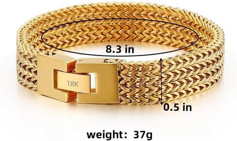 18k Gold Miami Mesh Bracelet, Unisex, Fashionable High-End Light Luxury Bracelet, Elegant Style, Adding Charm,Birthday/Valentine's Day/Christmas and Other Holiday Gifts in Saudi Arabia