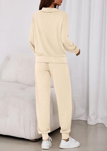 PRETTYGARDEN Womens 2 Piece Sweatsuits Set Long Sleeve Half Zip Pullover Sweatshirt Joggers Sweatpants Fall Outfits Tracksuit in Saudi Arabia