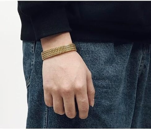 18k Gold Miami Mesh Bracelet, Unisex, Fashionable High-End Light Luxury Bracelet, Elegant Style, Adding Charm,Birthday/Valentine's Day/Christmas and Other Holiday Gifts in Saudi Arabia