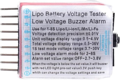 2-in-1 Battery Low Alarm Buzzer LED Signal Light Low Voltage Alarm 1S-8s Lithium Battery Detection in Saudi Arabia