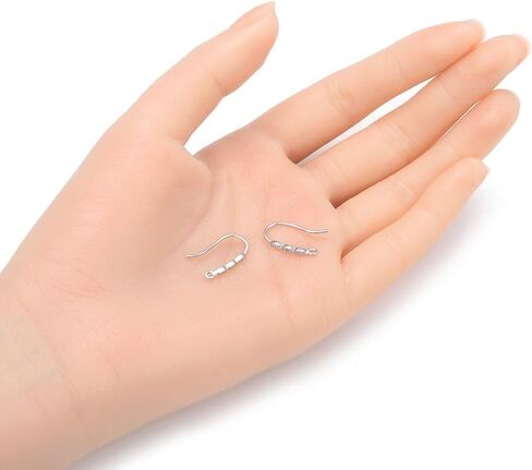 4pcs Adabele Authentic 925 Sterling Silver Fancy Earring Hook Dangle 3mm Cubic Zirconia CZ Diamond Ear Wire Tarnish Resistant Rhodium Plated for Earrings Jewelry Making SS454 in Saudi Arabia