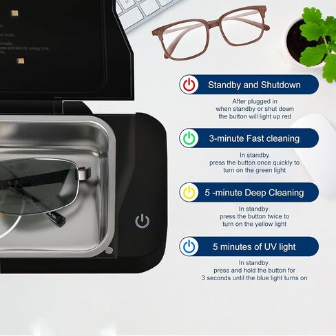 Ultrasonic Jewelry Cleaner Machine 17 oz(500ML) 48KHz, Ultrasonic Cleaner Machine UV with 3 Digital timer, Professional Sonic Cleaner for Glasses, Ring, Earring, Makeup Brush, Dentures (QXI-13-01BY) in Saudi Arabia