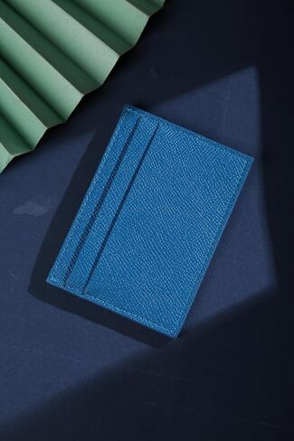 حامل بطاقة جلد نحيف مع تصميم الموجة ، حظر RFID ، الأزرق والأبيض ، 2.76 "× 3.94 in Saudi Arabia