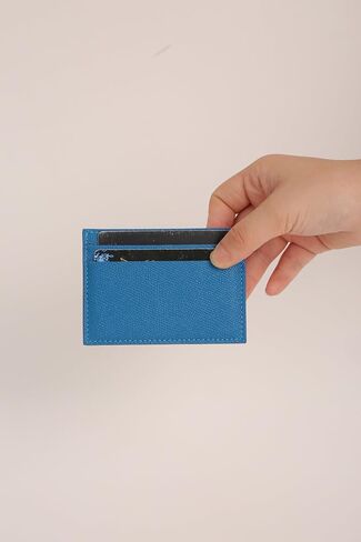 حامل بطاقة جلد نحيف مع تصميم الموجة ، حظر RFID ، الأزرق والأبيض ، 2.76 "× 3.94 in Saudi Arabia
