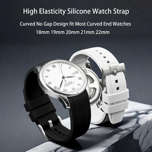 Silicone Watch Band Curved End No Gaps 18mm 19mm 20mm 21mm 22mm Waterproof Soft Durable Silicone Rubber Straps Universal Replacement Bands Strap for Men Women in Saudi Arabia