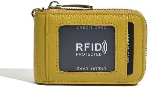 Leather RFID Blocking Card Wallet – Slim Credit Card Case with ID Window and Keychain Holder in Saudi Arabia