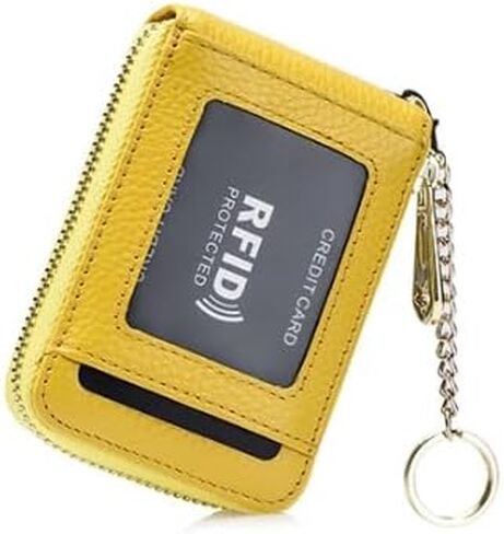 Leather RFID Blocking Card Wallet – Slim Credit Card Case with ID Window and Keychain Holder in Saudi Arabia
