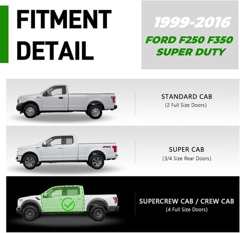 6 "لوحات تشغيل متوافقة مع 1999-2016 Ford F-250 F-350 F-450 F-550 Super Crew Cab-Side Step Rails Nerf Bars (المرآة الصلب غير القابل للصدأ ، للمركبات ذات 4 أبواب بالحجم الكامل ، Chrome) in Saudi Arabia