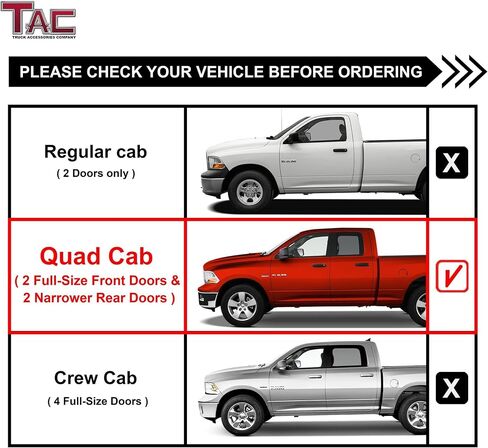 خطوات جانبية TAC تناسب 2002-2008 RAM1500 QUAD CAB | 2003-2009 Ram2500/3500 Quad Cab (استبعاد طرازات Daytona و Rumble Bee و SRT-10) 3 "قضبان جانبية من الفولاذ المقاوم للصدأ NERF Bars in Saudi Arabia