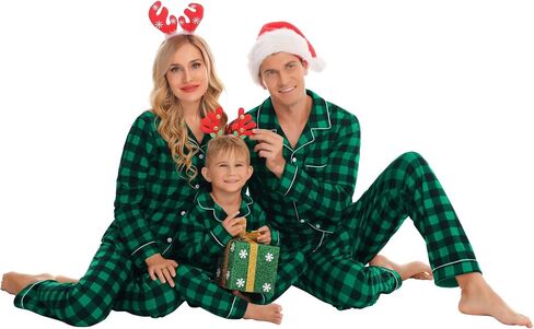 SWOMOG Matching Family Christmas Pajamas Set Long Sleeve Festival Party Pj Set Button-Down Sleepwear in Saudi Arabia