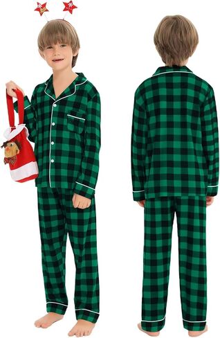 SWOMOG Matching Family Christmas Pajamas Set Long Sleeve Festival Party Pj Set Button-Down Sleepwear in Saudi Arabia