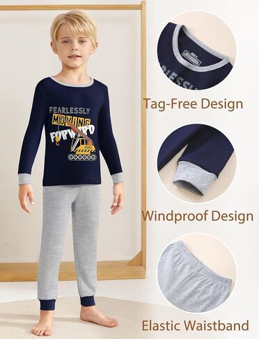 Mikrdoo Boys Pajamas 4-Piece Set Long Sleeve Cotton Stretch Breathable & Soft Snug Fit Sleepwear for Kids 2-12Years in Saudi Arabia