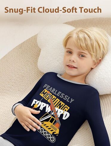 Mikrdoo Boys Pajamas 4-Piece Set Long Sleeve Cotton Stretch Breathable & Soft Snug Fit Sleepwear for Kids 2-12Years in Saudi Arabia