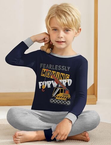 Mikrdoo Boys Pajamas 4-Piece Set Long Sleeve Cotton Stretch Breathable & Soft Snug Fit Sleepwear for Kids 2-12Years in Saudi Arabia