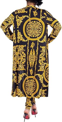 Adilaca Womens 2 قطعة ملابس الطباعة الأزهار المفتوحة الأمامية والسروال مجموعة (14 لون ، S-4XL) in Kuwait