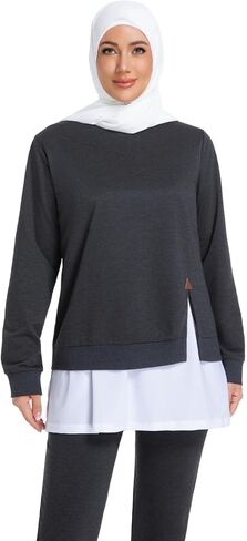 Muslim Women's Activewear Set Long Sleeve Athletic Top with Loose Pants Modest Workout Outfit for Gym in Saudi Arabia
