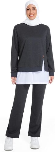 Muslim Women's Activewear Set Long Sleeve Athletic Top with Loose Pants Modest Workout Outfit for Gym in Saudi Arabia