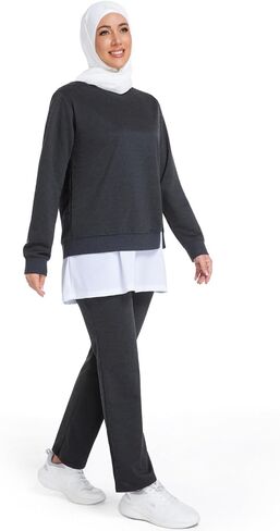 Muslim Women's Activewear Set Long Sleeve Athletic Top with Loose Pants Modest Workout Outfit for Gym in Saudi Arabia