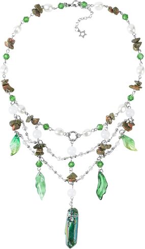 MOSTORY Woodland Crystal Fairy Necklace - Renaissance Necklace for Women Elf Cosplay Renfaire Fairycore Fantasy Jewelry in Saudi Arabia