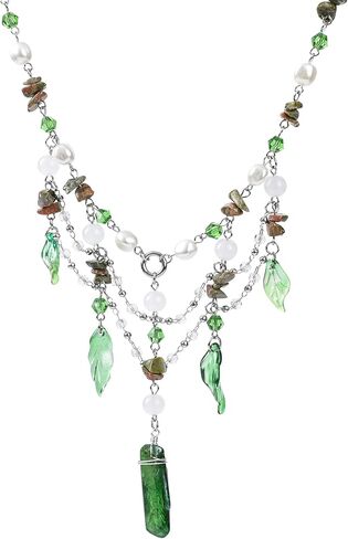 MOSTORY Woodland Crystal Fairy Necklace - Renaissance Necklace for Women Elf Cosplay Renfaire Fairycore Fantasy Jewelry in Saudi Arabia