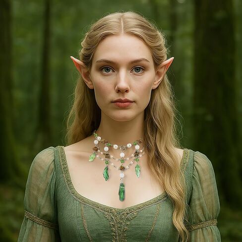 MOSTORY Woodland Crystal Fairy Necklace - Renaissance Necklace for Women Elf Cosplay Renfaire Fairycore Fantasy Jewelry in Saudi Arabia