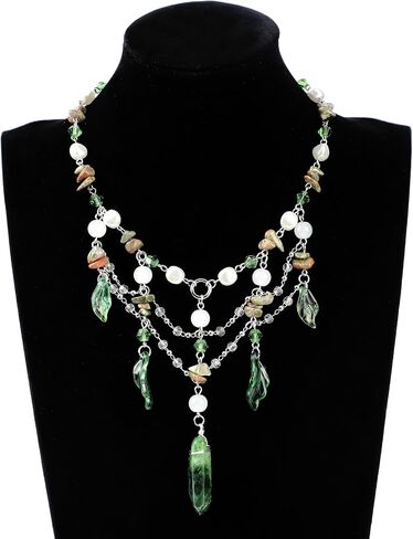 MOSTORY Woodland Crystal Fairy Necklace - Renaissance Necklace for Women Elf Cosplay Renfaire Fairycore Fantasy Jewelry in Saudi Arabia