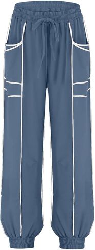 Striped Sweatpants for Women Baggy Lounge Pants Workout Gym Active Drawstring High Waisted Comfy Joggers Trousers in Saudi Arabia