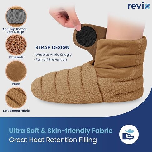 REVIX Microwave Booties for Cold Feet & Discomfort Relief, Heated Slippers for Women & Men with Moist Heat Therapy, Microwavable Foot Warmers for Home & Bed Use, Adjustable Non-Slip Slippers, Navy L in Saudi Arabia