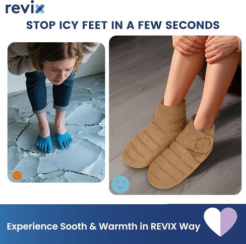 REVIX Microwave Booties for Cold Feet & Discomfort Relief, Heated Slippers for Women & Men with Moist Heat Therapy, Microwavable Foot Warmers for Home & Bed Use, Adjustable Non-Slip Slippers, Navy L in Saudi Arabia