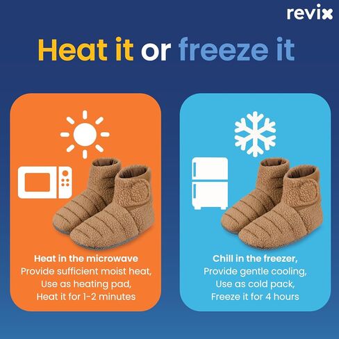 REVIX Microwave Booties for Cold Feet & Discomfort Relief, Heated Slippers for Women & Men with Moist Heat Therapy, Microwavable Foot Warmers for Home & Bed Use, Adjustable Non-Slip Slippers, Navy L in Saudi Arabia