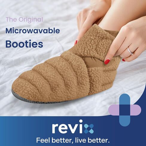 REVIX Microwave Booties for Cold Feet & Discomfort Relief, Heated Slippers for Women & Men with Moist Heat Therapy, Microwavable Foot Warmers for Home & Bed Use, Adjustable Non-Slip Slippers, Navy L in Saudi Arabia