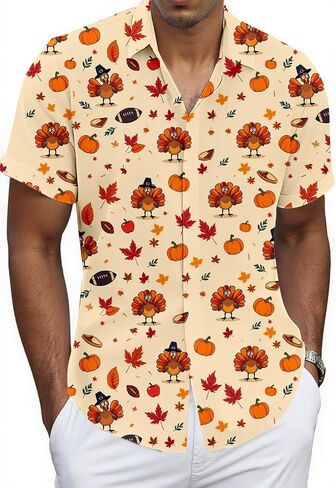 Men's Halloween Shirt Fun Pumpkins Printed Tshirt Short Sleeve Button Down Hawaiian Holiday Shirts in Saudi Arabia