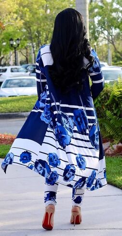 Adilaca Womens 2 قطعة ملابس الطباعة الأزهار المفتوحة الأمامية والسروال مجموعة (14 لون ، S-4XL) in Kuwait