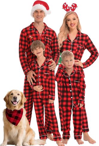 SWOMOG Matching Family Christmas Pajamas Set Long Sleeve Festival Party Pj Set Button-Down Sleepwear in Saudi Arabia
