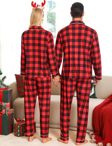 SWOMOG Matching Family Christmas Pajamas Set Long Sleeve Festival Party Pj Set Button-Down Sleepwear in Saudi Arabia