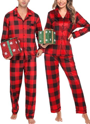 SWOMOG Matching Family Christmas Pajamas Set Long Sleeve Festival Party Pj Set Button-Down Sleepwear in Saudi Arabia