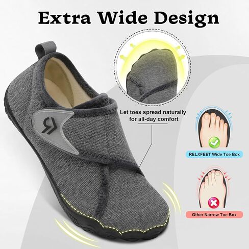 relxfeet Men's Slippers Wide Width Adjustable Orthopedic Diabetic House Shoes for Neuropathy Swollen Feet Relief Non-Slip Rubber Sole Indoor Outdoor in Saudi Arabia