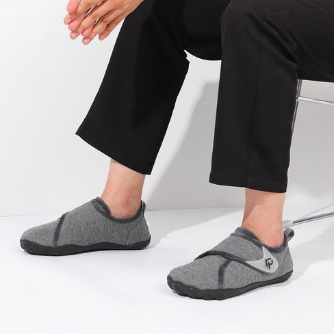 relxfeet Men's Slippers Wide Width Adjustable Orthopedic Diabetic House Shoes for Neuropathy Swollen Feet Relief Non-Slip Rubber Sole Indoor Outdoor in Saudi Arabia