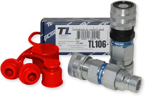 TL46 Flat Face to Ag style Quick Coupler Adapter Set 1/2" body size Coupling to Install Flat Face Connector on Skid Steer (ISO 16028 to ISO 5675) w/Dust Caps in Saudi Arabia