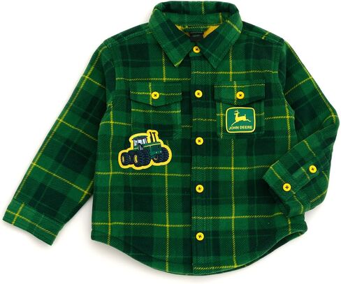 John Deere Tractor Plaid Flannel Shacket with Fleece Lining Toddler to Little Kid Sizes (3T - 7-8) in Saudi Arabia