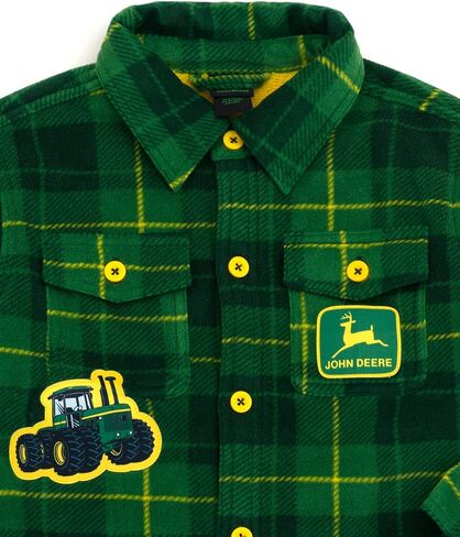 John Deere Tractor Plaid Flannel Shacket with Fleece Lining Toddler to Little Kid Sizes (3T - 7-8) in Saudi Arabia
