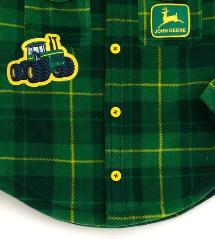 John Deere Tractor Plaid Flannel Shacket with Fleece Lining Toddler to Little Kid Sizes (3T - 7-8) in Saudi Arabia