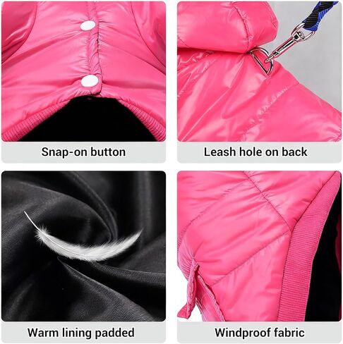 lesypet Dog Coats for Small Dogs, Dog Jacket Warm Dog Winter Coat Windproof Puffer Jacket for Small Dogs Puppy, Pink M in Saudi Arabia