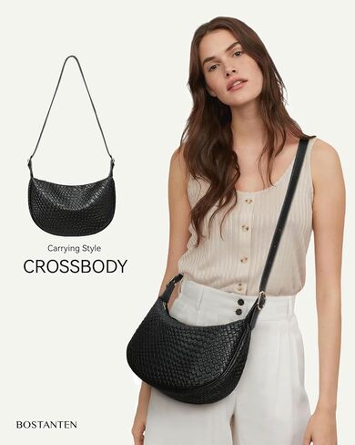 حقائب BOSTANTEN للنساء من القماش المنسوج وحقائب الكتف وحقيبة يد هوبو مع حزام قابل للتعديل in Kuwait