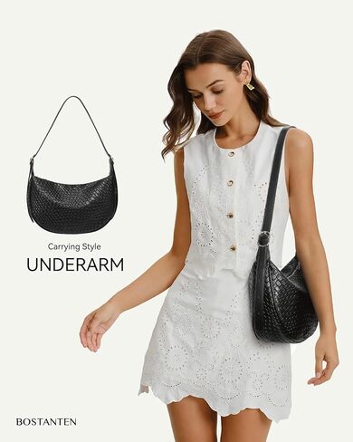 حقائب BOSTANTEN للنساء من القماش المنسوج وحقائب الكتف وحقيبة يد هوبو مع حزام قابل للتعديل in Kuwait