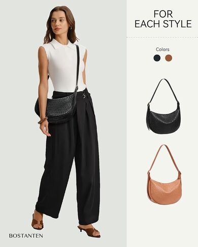 حقائب BOSTANTEN للنساء من القماش المنسوج وحقائب الكتف وحقيبة يد هوبو مع حزام قابل للتعديل in Kuwait